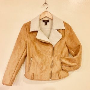Suede/Faux Shearling Moto Jacket